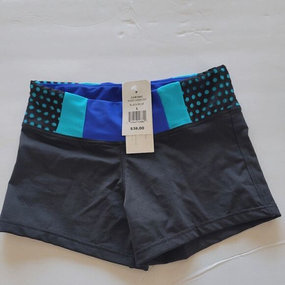 California Kisses girls black blue laser cut swimming shorts size L 8-10 - Picture 2 of 8